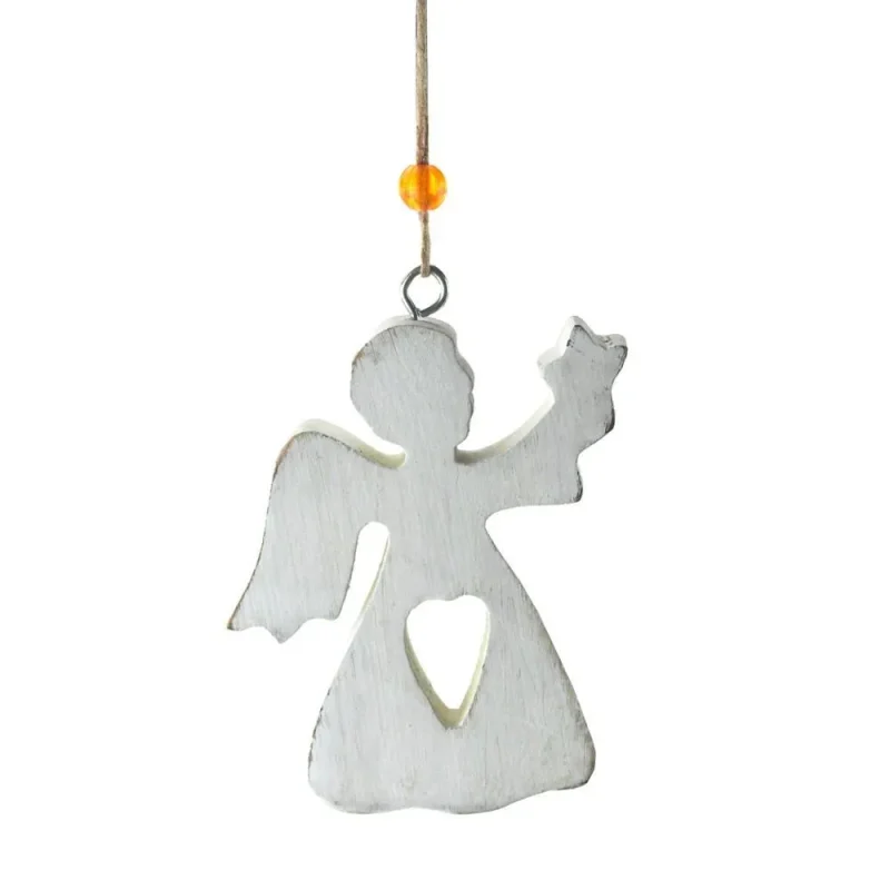 wooden angel heart christmas ornament 4