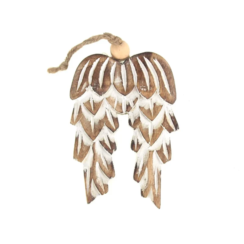 wooden angel wing ornament natural 4 5 inch