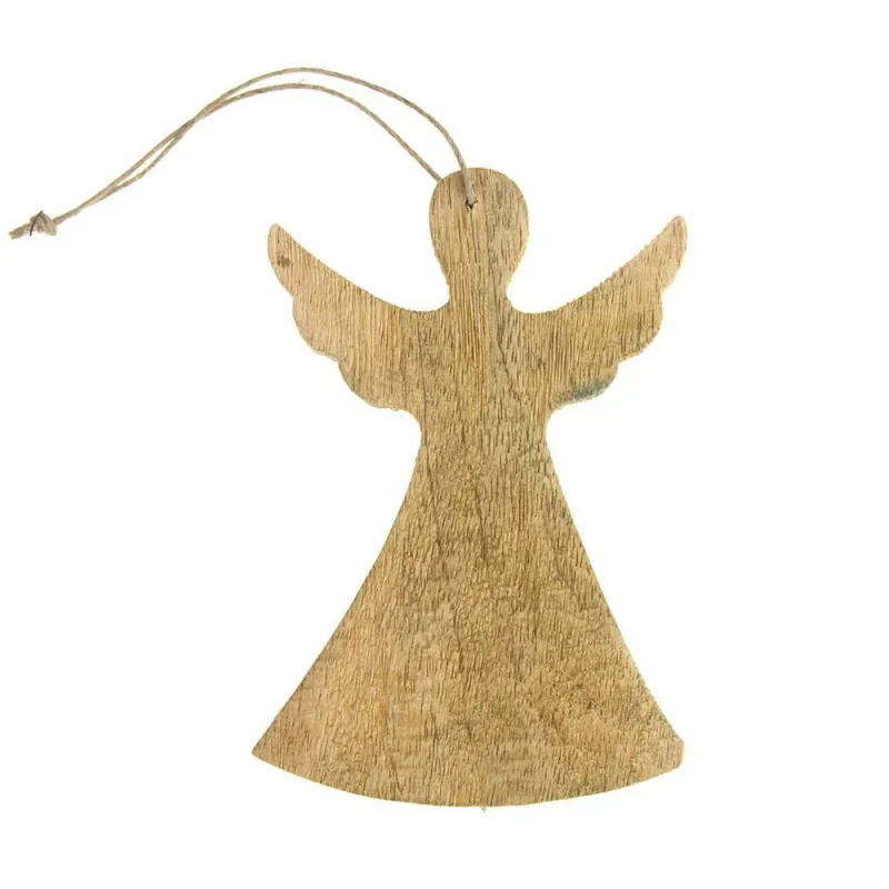 wooden angel wing ornament natural 6 1 4 inch hanging christmas decor