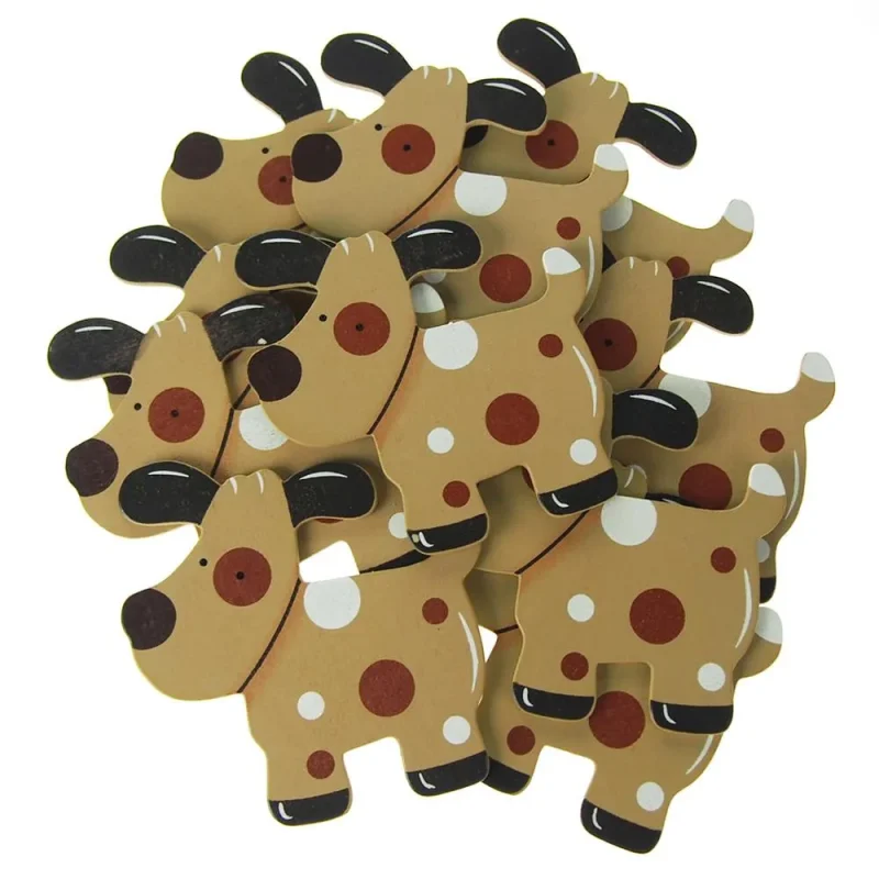 wooden animal baby favors 4 25 inch 10 piece set dog design