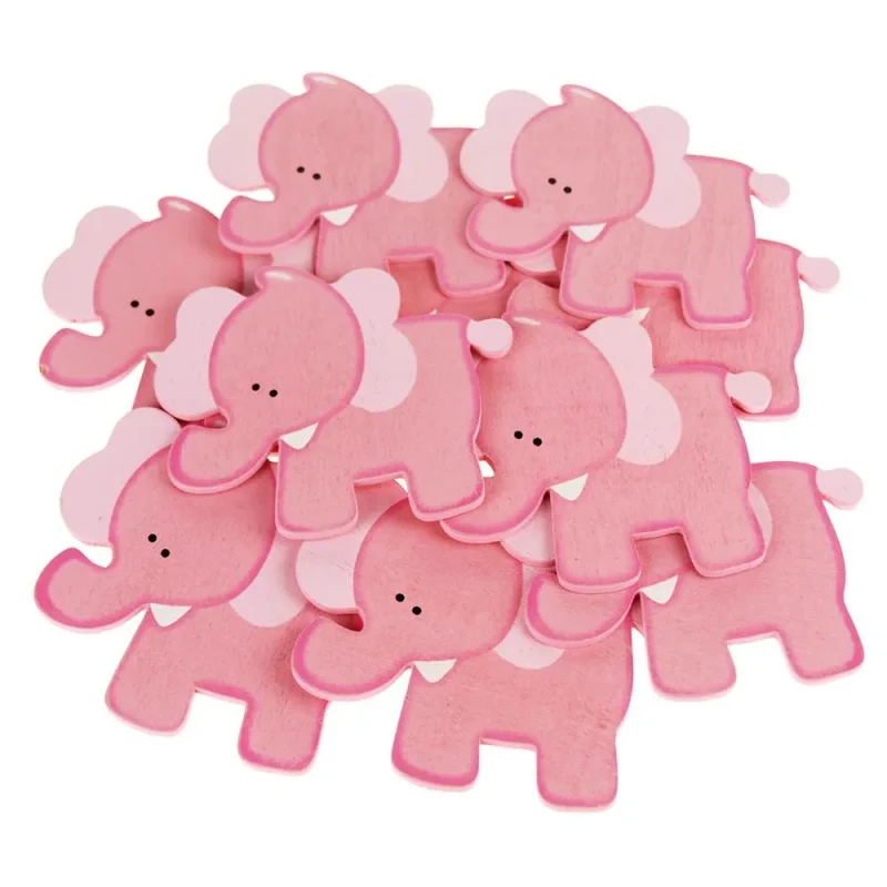 wooden animal baby favors 4 pink elephants set of 10