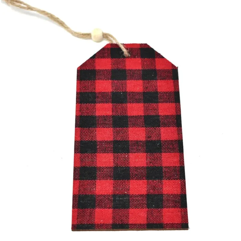 wooden buffalo check hanging tag black red 5 75