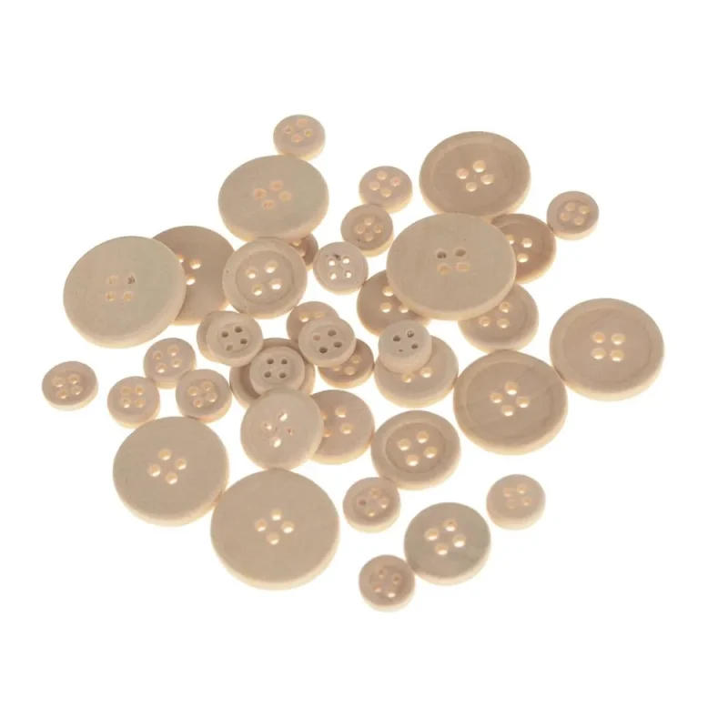 wooden buttons natural set 40 piece variety