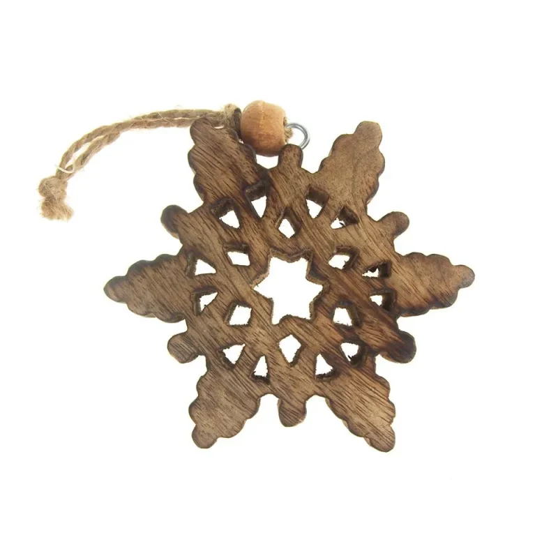 wooden celestial snowflake ornament natural 4 inch christmas hanging decor