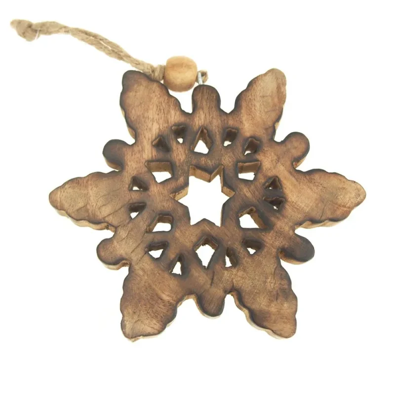 wooden celestial snowflake ornament natural 5 inch christmas tree decoration