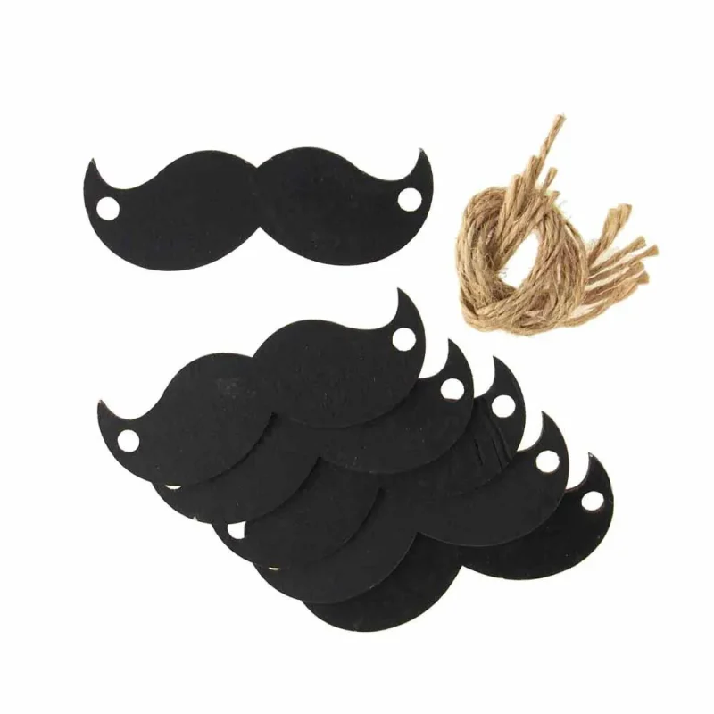 wooden chalkboard mustache tags 3 x 6pcs