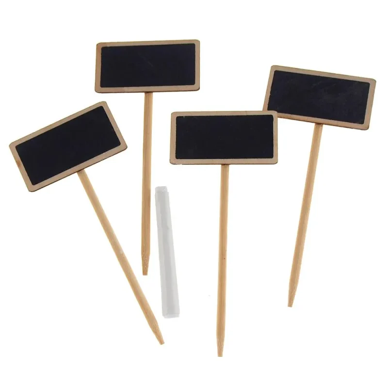 wooden chalkboard stakes set with chalk 4 piece 5 5 inch rectangle