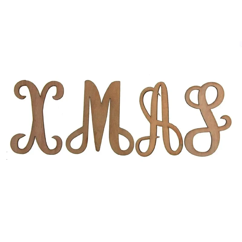 wooden christmas letter cut outs 3 inch natural