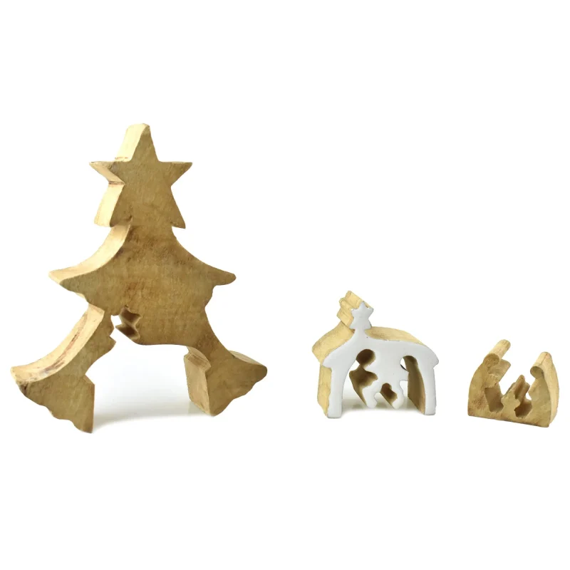 wooden christmas tree nativity 3 piece puzzle 6 25