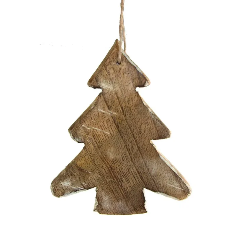 wooden christmas tree ornament 4 inch