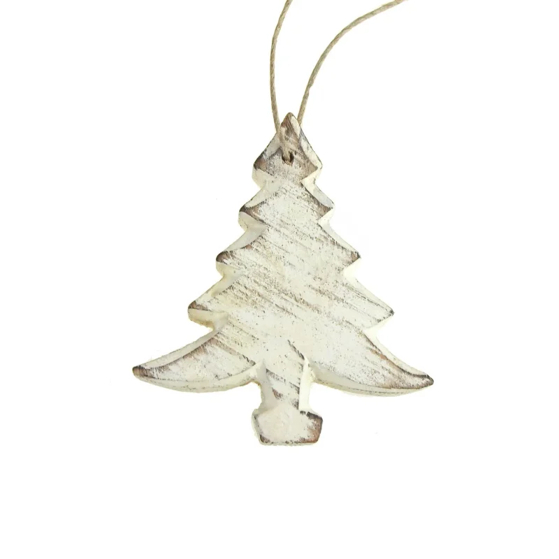 wooden christmas tree ornament white 4