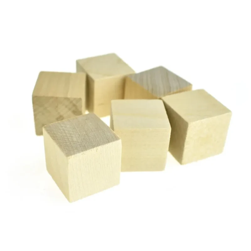 wooden cube blocks 1 inch 6 piece set