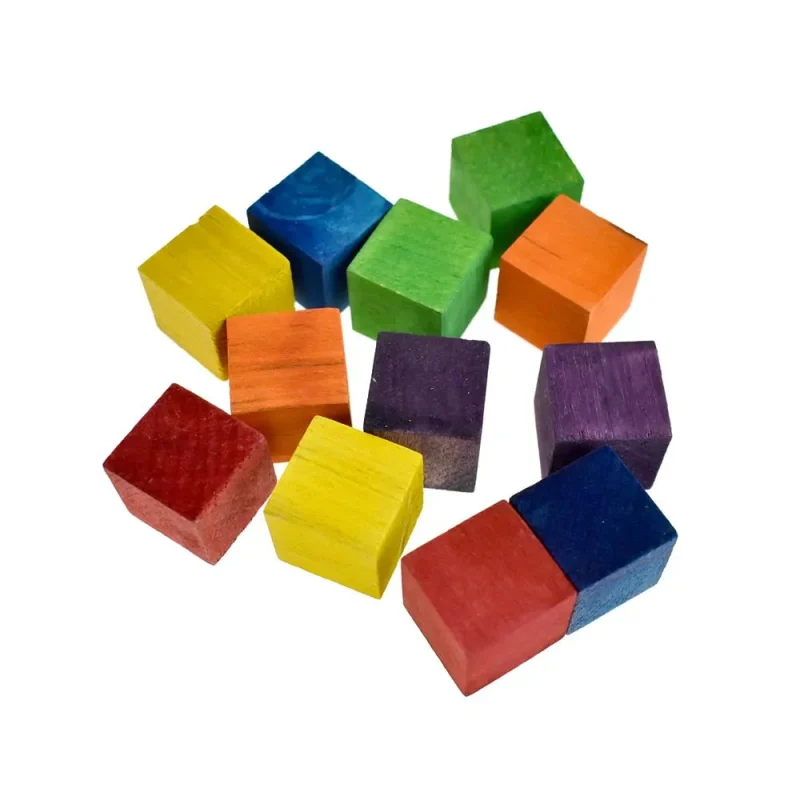 wooden cube blocks multi colored 3 4 inch 12 piece set