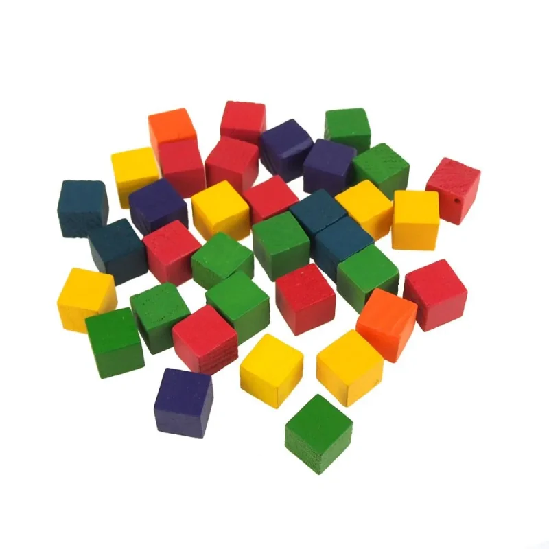 wooden cube blocks set 5 8 inch 35 piece multi colored