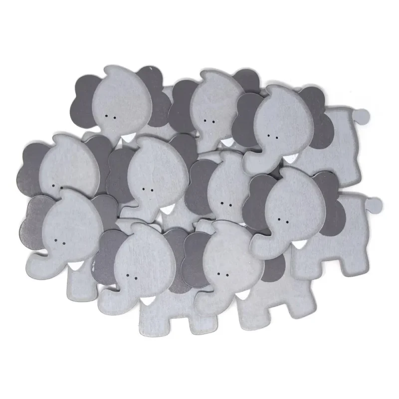 wooden elephant baby favors grey 3 5 inch set of 10