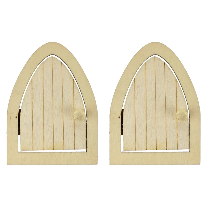 wooden fairy doors with hinge 3 1 16 inch 2 pack