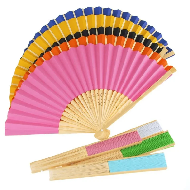 wooden handle folding hand fan 8 inch