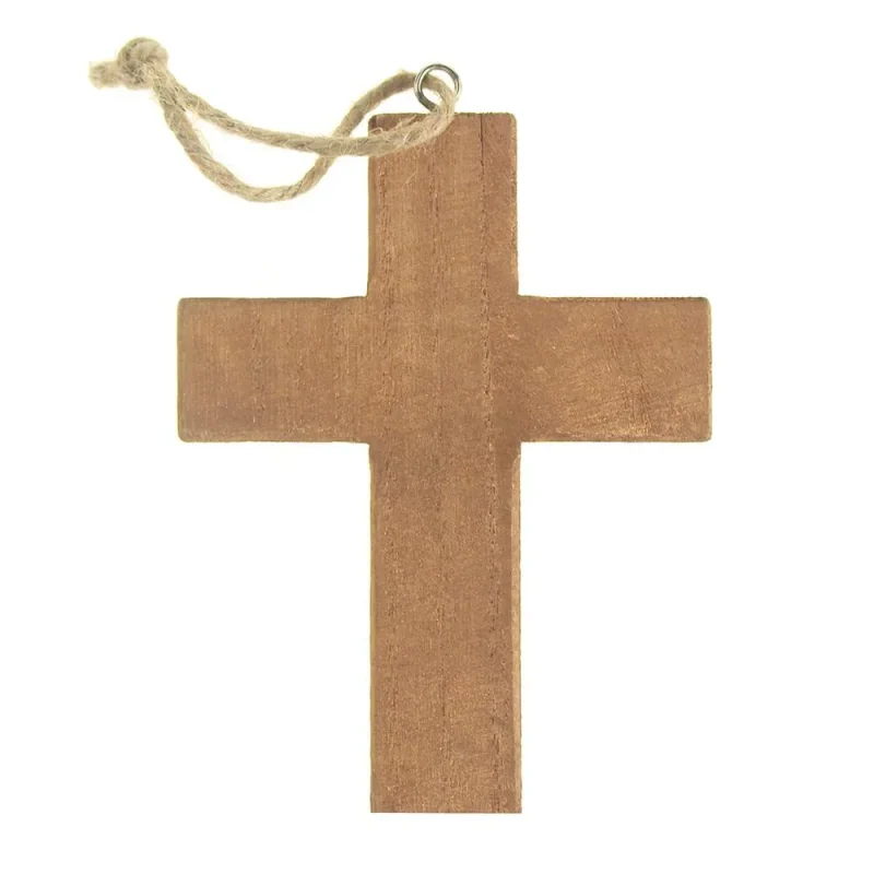 wooden hanging cross ornament natural 5 inch