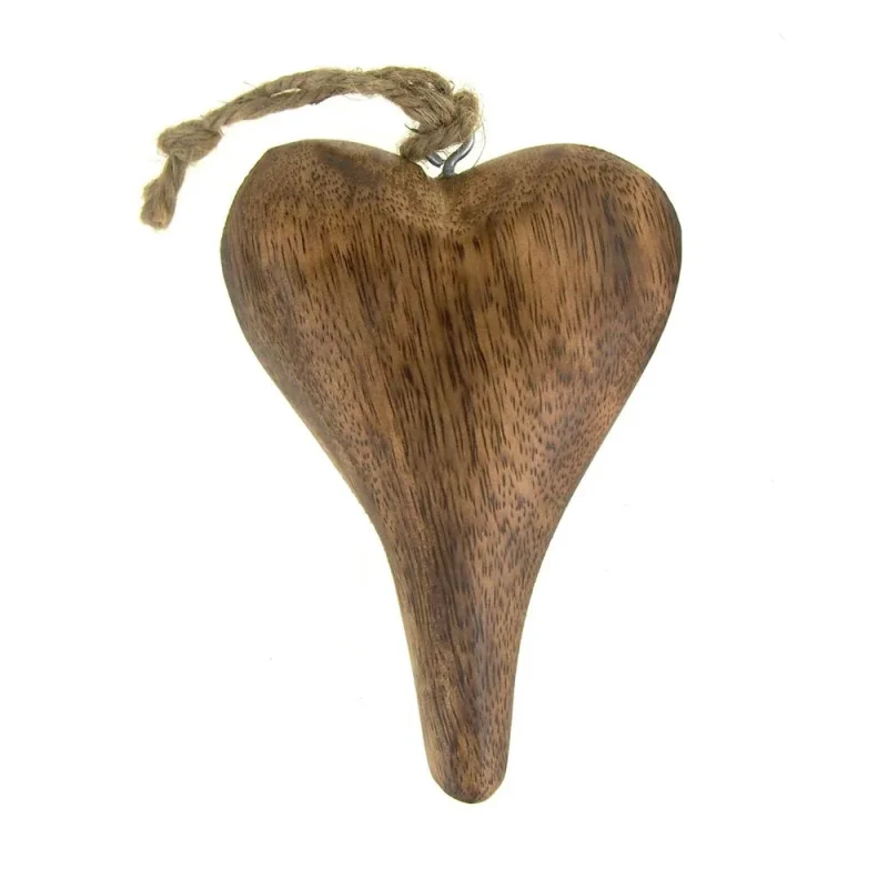 wooden heart christmas ornament 4 inch natural hanging decor