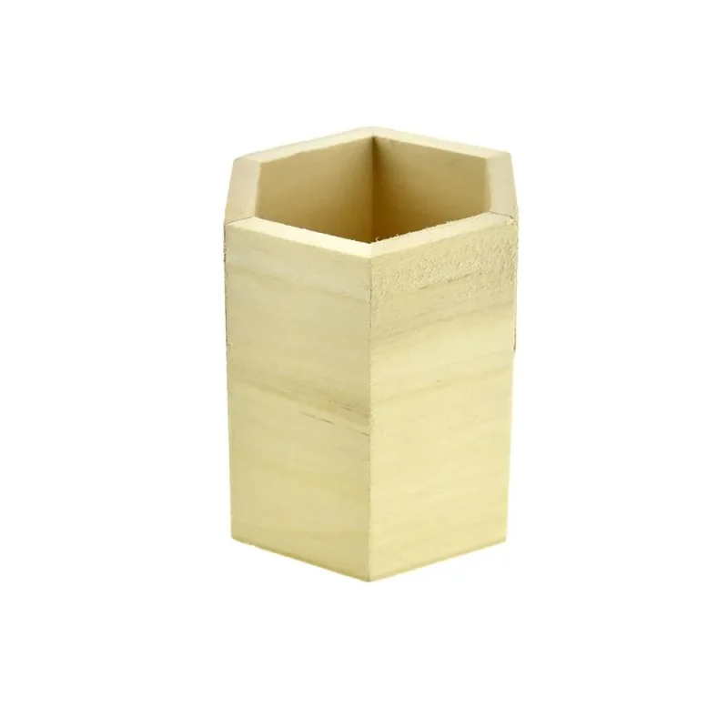 wooden hexagon storage box diy craft organizer 3 75 inch