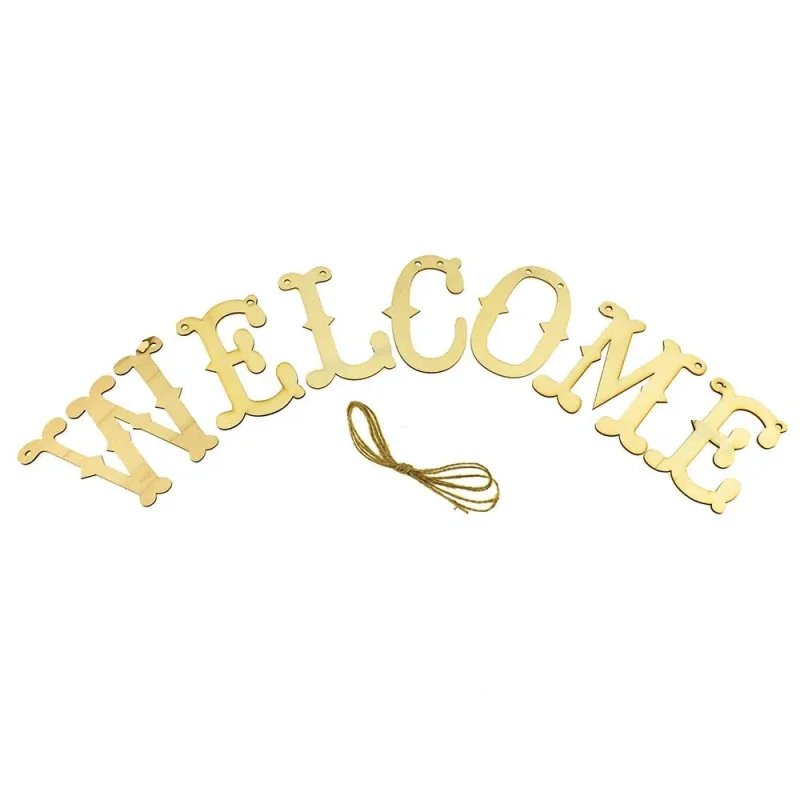 wooden laser cut welcome banner 4 1 4