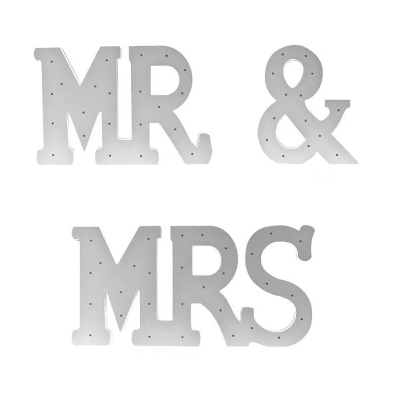 wooden led mr mrs sign white 11 25 3 piece set