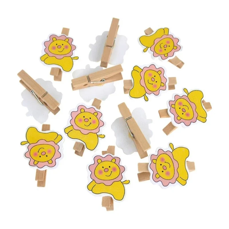 wooden lion baby shower clothespins 2 x 12 pack