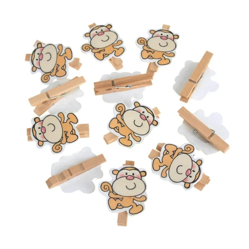 wooden monkey clothespins 2 inch 12 pack baby favor