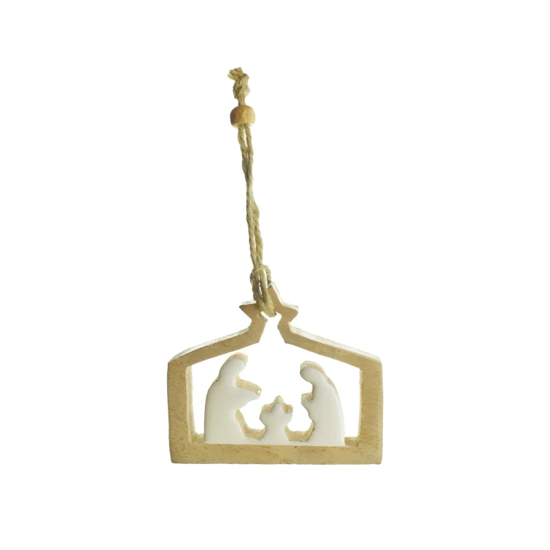 wooden nativity ornament 3 3 8 inch