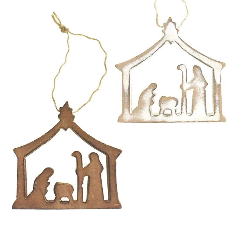 wooden nativity set christmas ornament 3 inch