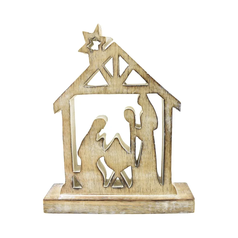 wooden nativity set white wash 8 5 inch tabletop decor