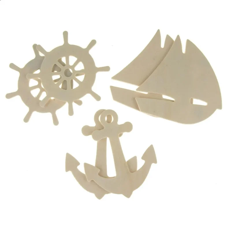 wooden nautical cutouts ivory 4 inch set of 6