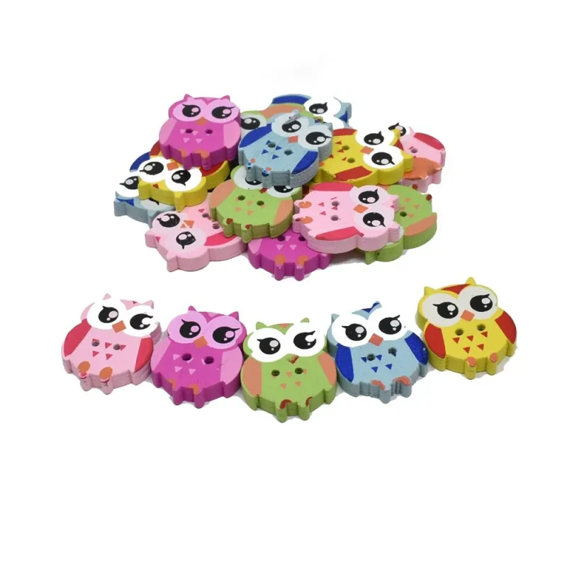 wooden owl buttons 7 8 inch 20 pack