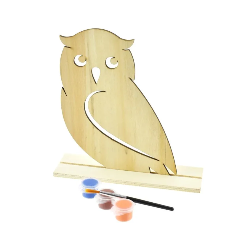 wooden owl stand up craft kit for kids 6 3 4 inch natural diy fun