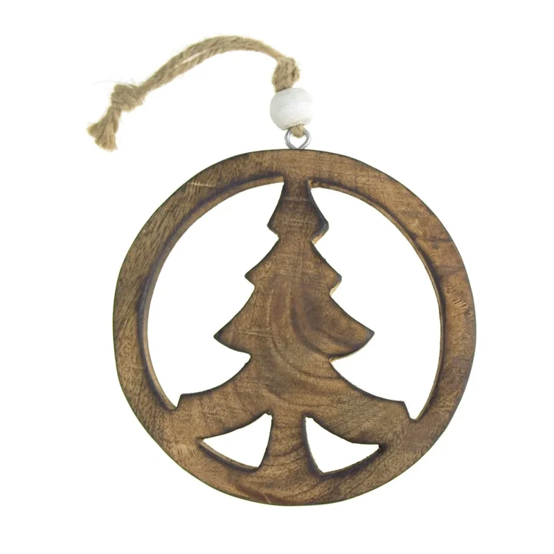 wooden peace tree hanging ornament 5 inch natural