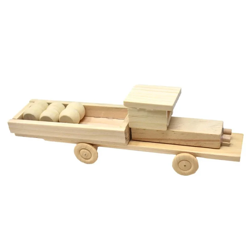 wooden pickup truck diy model kit 28 piece natural