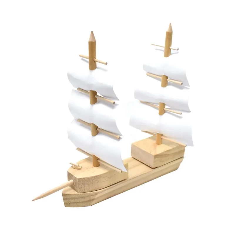 wooden pirate ship model kit natural 25 piece diy set