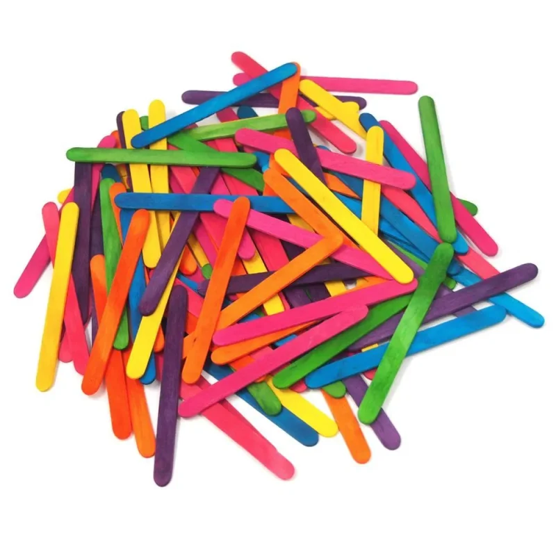 wooden popsicle sticks assorted colors 4 5 inch 100 pack