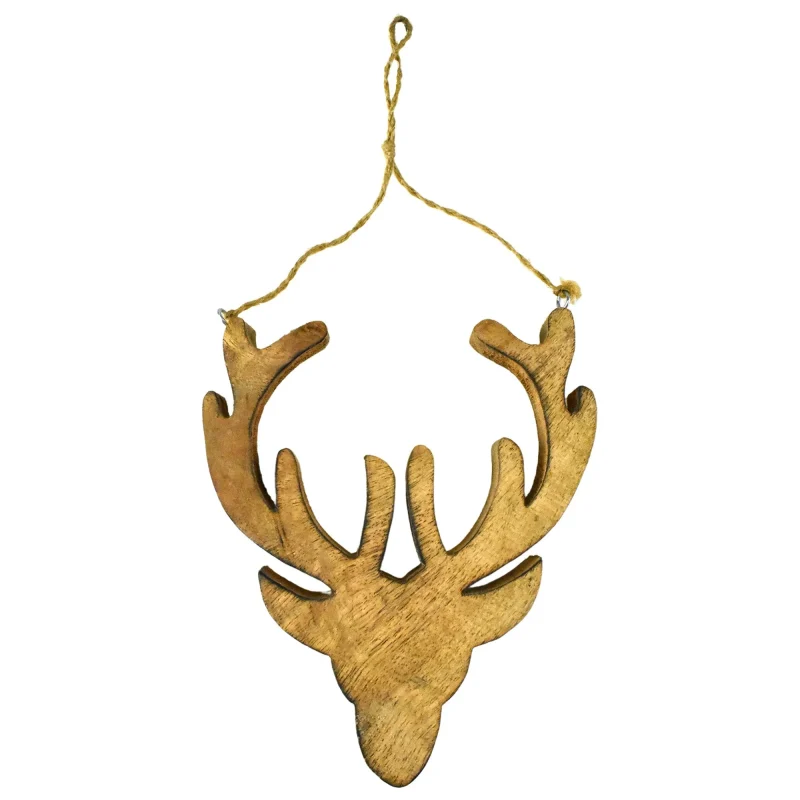 wooden reindeer head christmas ornament 7 5 inch