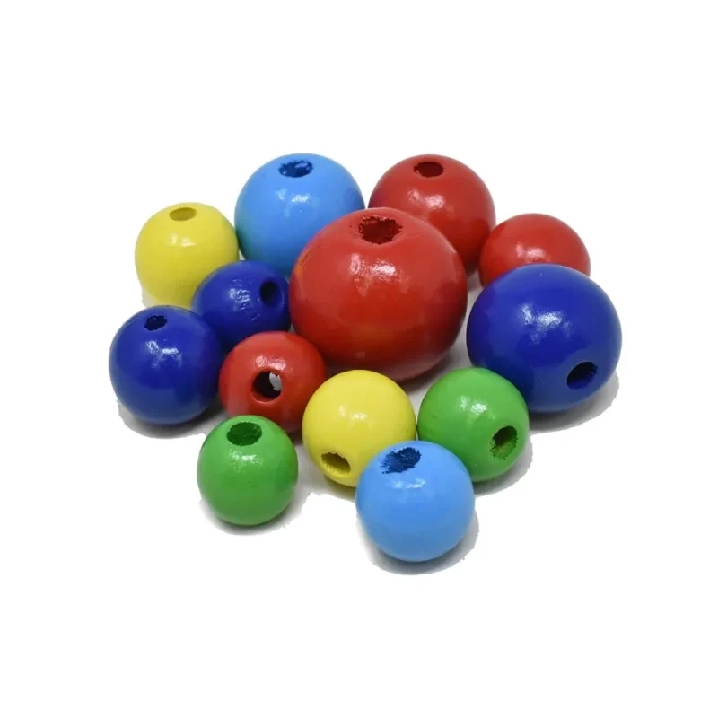 wooden round beads set 13 piece assorted