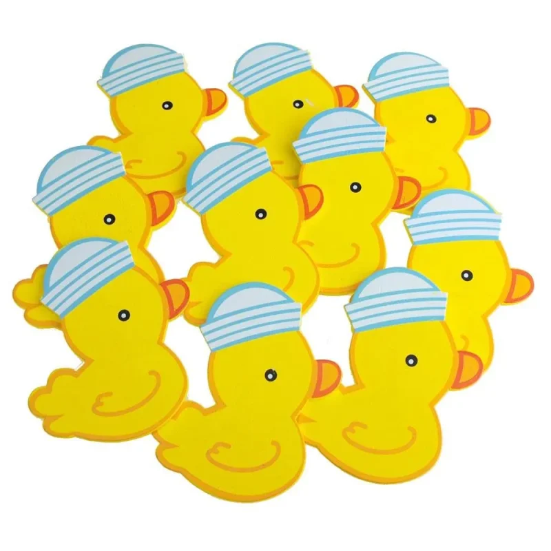 wooden rubber ducky set with hat blue 3 1 4 10 pack