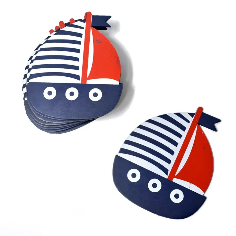 wooden sailboat baby favors navy 4 5 inch