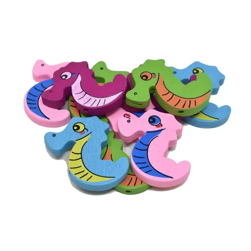 wooden seahorse beads 10 pack 1 5 16 inch