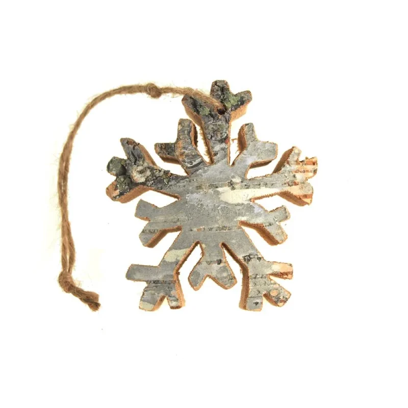 wooden snowflake christmas ornament natural 3 25 inch