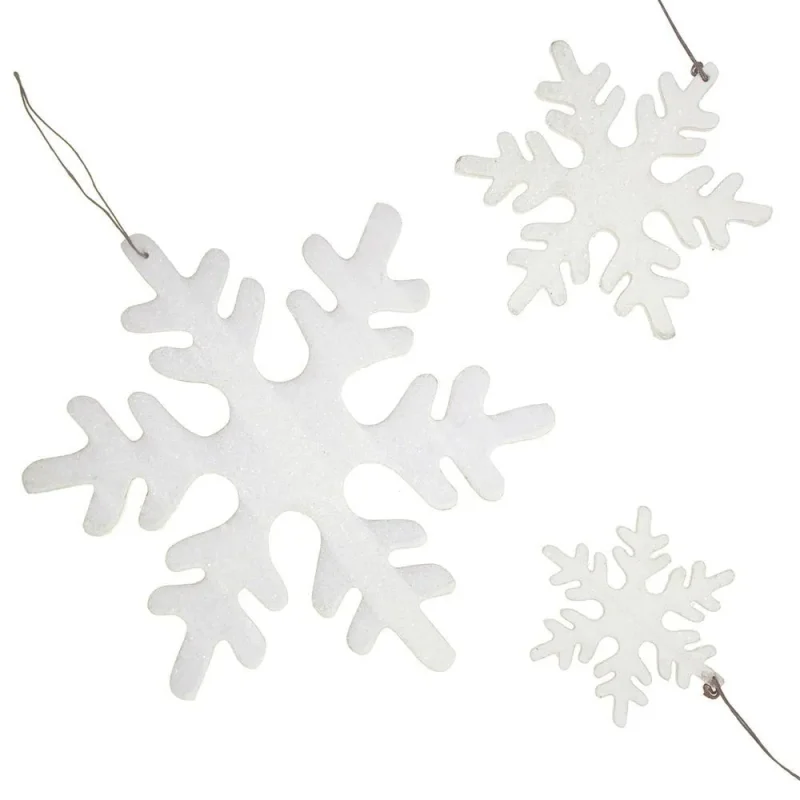 wooden snowflake hanging decor white 3 piece set