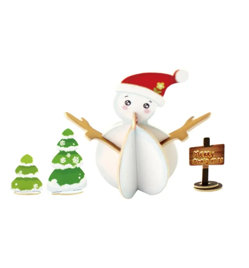 wooden snowman christmas puzzle 3 5 inch diy art