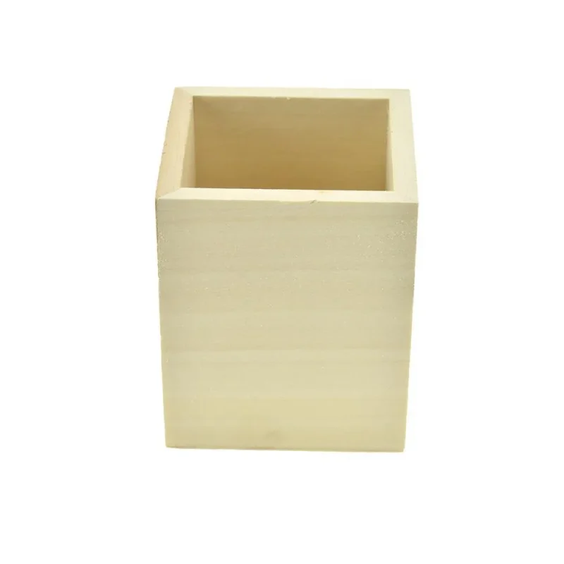 wooden square craft container 3 25 inch diy kit