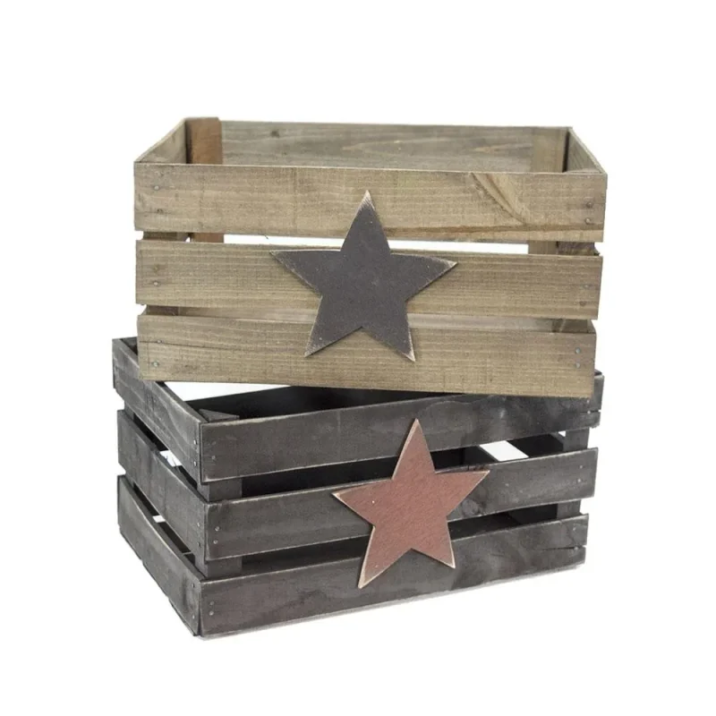 wooden star crate set 3 piece assorted colors