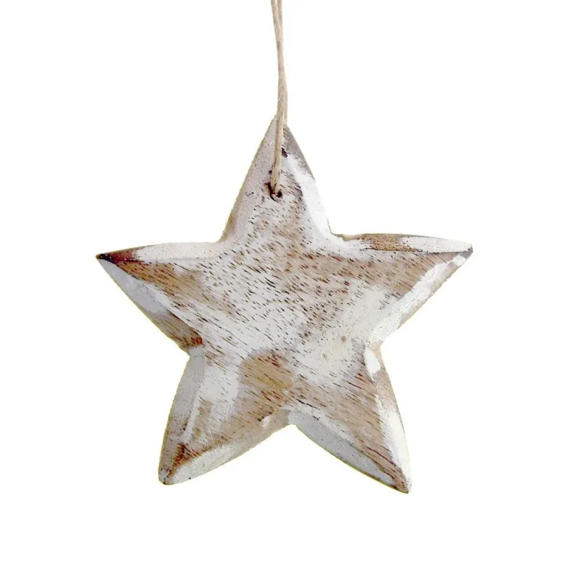 wooden star hanging ornament white 3 5 inch