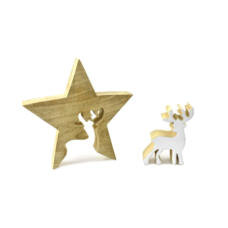 wooden star reindeer puzzle 6 1 4 inch